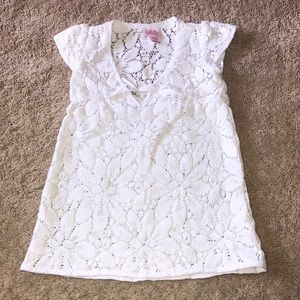 Milly Minis white Floral Crochet Swim Cover Up 4/5